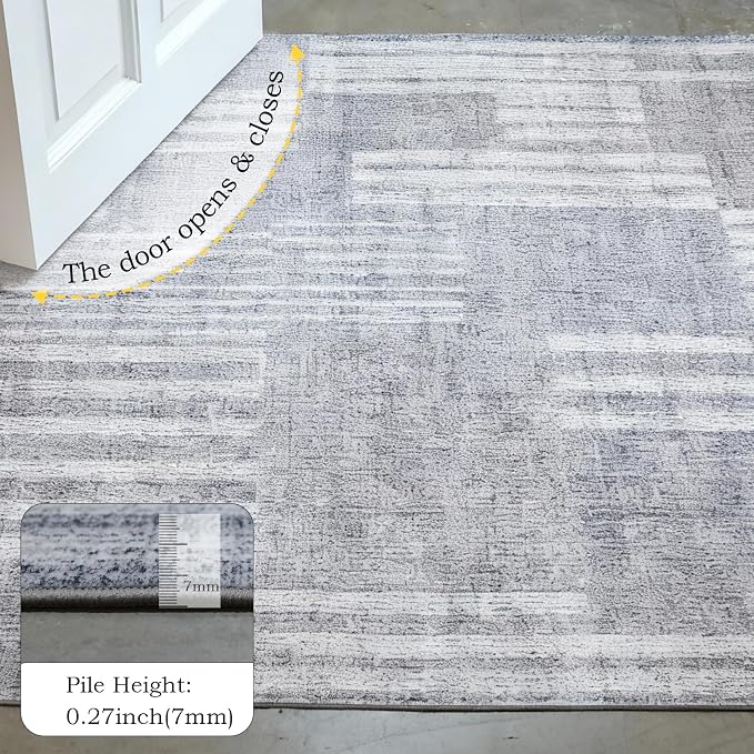 6x9 Area Rug for Living Room Washable 6x9 Rug Non-Slip Modern Rugs for Bedroom Dinning Room Ultra-Thin Indoor Ash Tonal Gray Rug