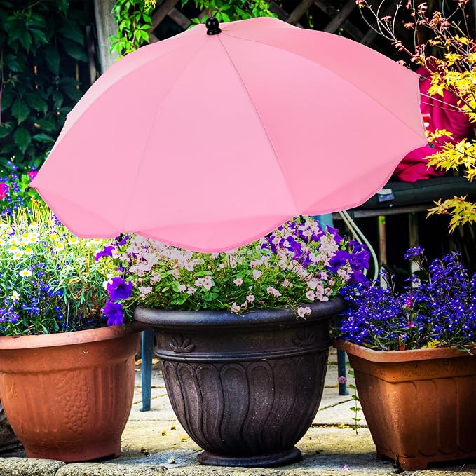 1 Pcs 26 Inch Plant Umbrellas for Outdoor Plants Garden Umbrella Shade for Potted Plant, Garden Bed Flower Pot Provide Shade to ‌defend Blazing Sun (Pink)