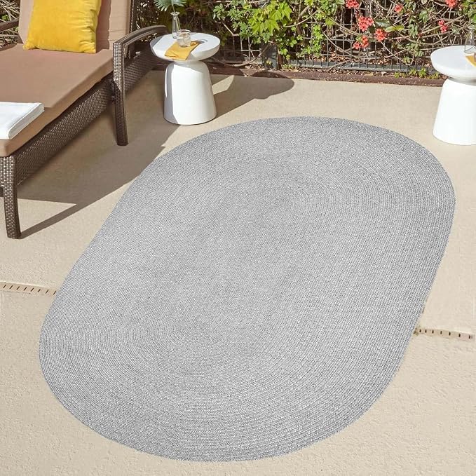 Superior Indoor/Outdoor Area Rug, Reversible Braided Floor Decor for Living Room, Kitchen, Patio, Front Porch, Modern Boho Farmhouse Rugs, Hardwood, Bedroom Accessories, 5' x 8', Slate