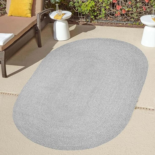 Superior Indoor/Outdoor Area Rug, Reversible Braided Floor Decor for Living Room, Kitchen, Patio, Front Porch, Modern Boho Farmhouse Rugs, Hardwood, Bedroom Accessories, 6' x 9', Slate