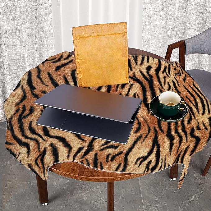 MACEVIA Tiger Printed Skin Area Rugs Western Decor for Living Room Bedroom Faux Animal Area Carpet Non-Slip Flannel Floor Mats 43.3" L x 29.5" W(3.6ft x 2.4ft)