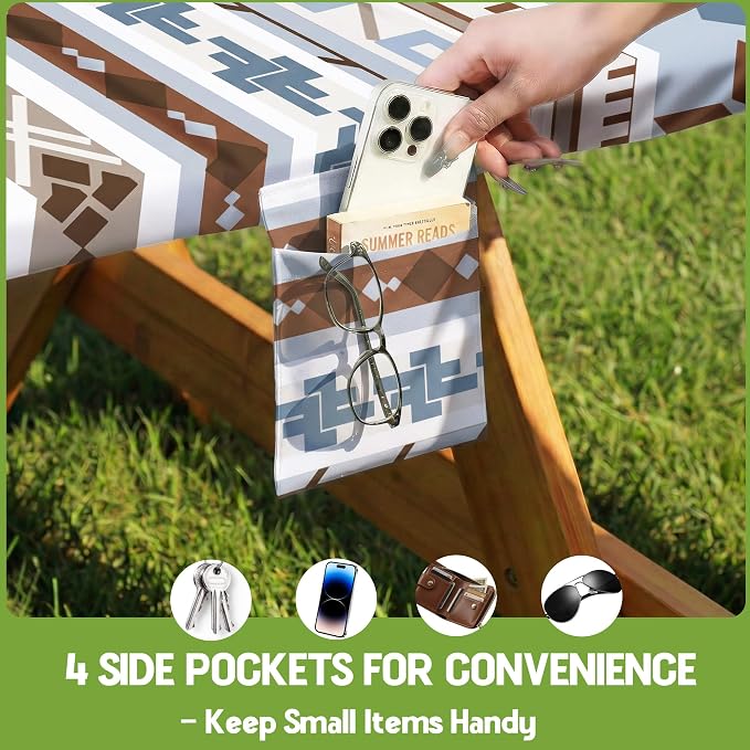 Fitted Picnic Table Cover with Bench Covers Fitted Rectangle Table Cloth Tablecloth Camping Gear Essentials Rv Accessories Road Trip Supplies Car Travel Must Have 6 Ft Foot Feet 72in Boho Bohemian