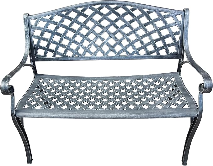 Outdoor Aluminum Modern Patio Bench Loveseat