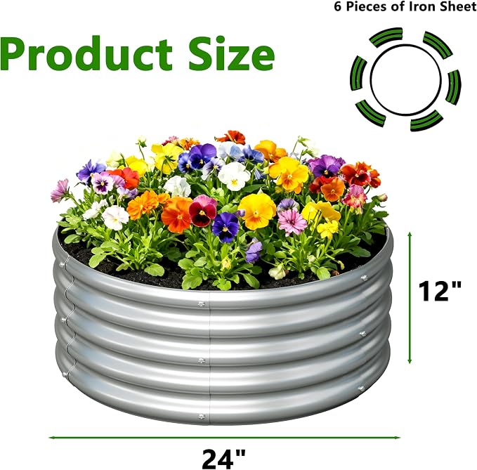 3Pack 2x2x1ft Galvanized Raised Garden Bed, Planter Raised Garden Beds Outdoor, Round Clearance Raised Garden Beds for Gardening Vegetables……