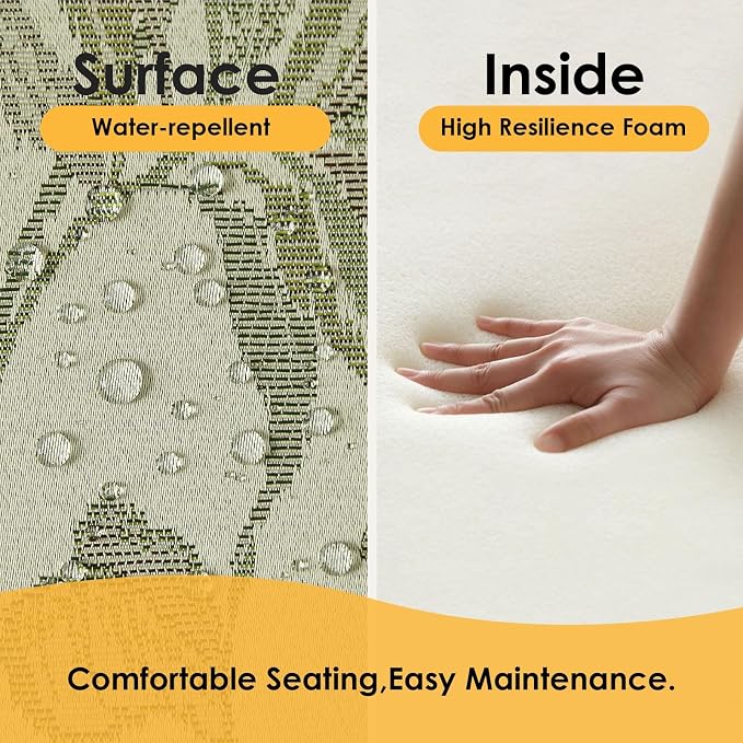 Outdoor Cushions for Patio Furniture Set of 2, 24"x24" Water Repellent Chair Cushions Removable Seat Bottom & Back Cushion Covers for Chair, Sofa, Couch, Dark Green Vine