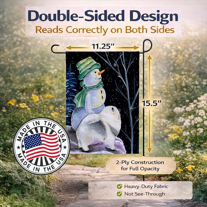 Caroline's Treasures SS8557GF Snowman with Keeshond Garden Flag Mailbox Flag Decorative Yard Flag Banner Outside Patio Artwork Yard Flower Beds, Garden Size, Multicolor