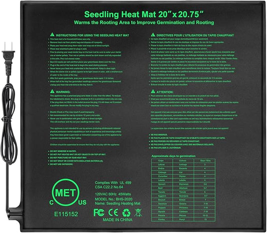 Bestio Waterproof Seedling Heat Mat, 20×20.75 in Heat Mats for Seed Starting, MET Certified Seed Mat, Suitable for Indoor Gardening, Germination