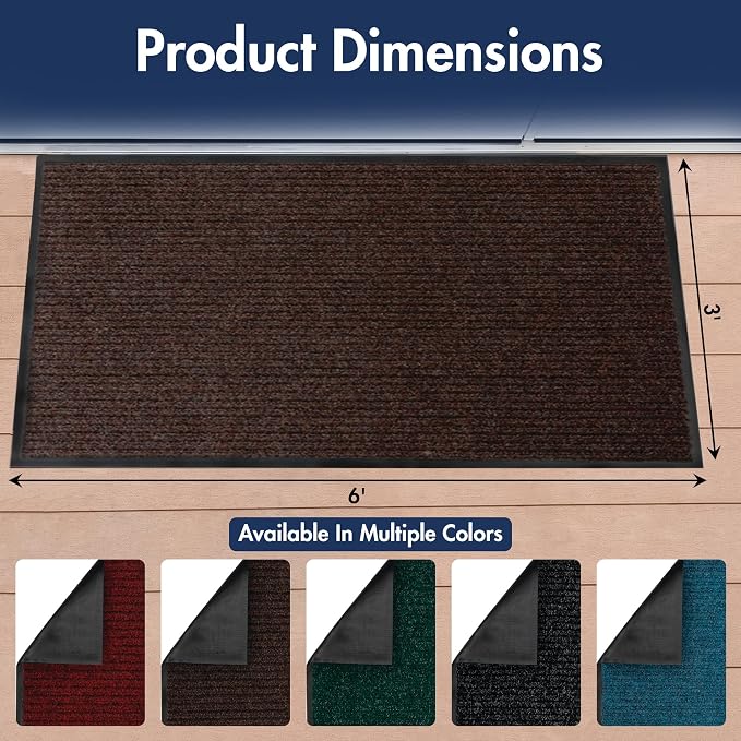 Notrax 109 Industrial Door Mat, 3' x 6' Large Entrance Mat, Heavy Duty Commercial Rugs for Entryway, Welcome Lobbies, Garage, and Mudroom, Made in the USA, Brown, Brush Step 109S0036BR