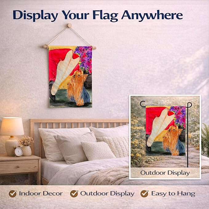 Caroline's Treasures SS8522GF Lady with her Yorkie Garden Flag Mailbox Flag Decorative Yard Flag Banner Outside Patio Artwork Yard Flower Beds, Garden Size, Multicolor