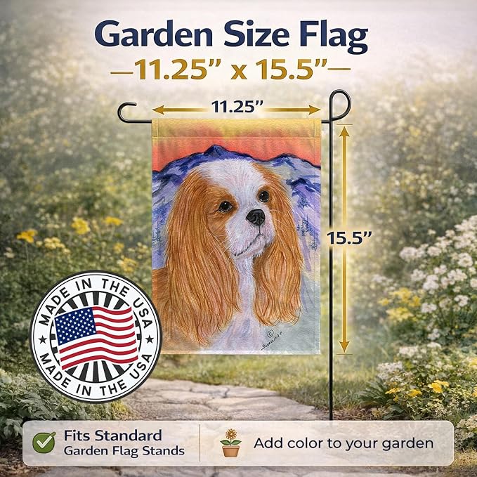 Caroline's Treasures SS8164GF Cavalier Spaniel Garden Flag Mailbox Flag Decorative Yard Flag Banner Outside Patio Artwork Yard Flower Beds, Garden Size, Multicolor