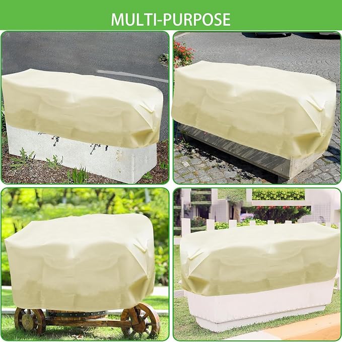 Plant Frost Cover, Rectangular Garden Protection Blanket with Drawstring, 39.3X 17.7X 15.7Inch, Winter Plant Protection Netting for Raised Beds, 4 Pack