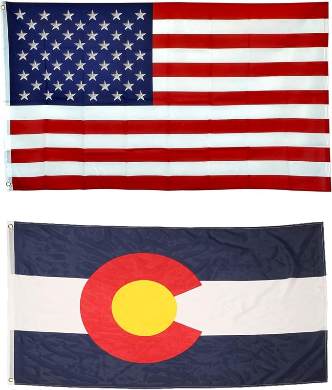 Shop72 American Flags for Outside, Set of Colorado State with 3x5 American Flag, For Outdoor and Indoor, Allegiance to USA, This Garden Banner Made Heavy Duty, Bandera De Estados Unidos