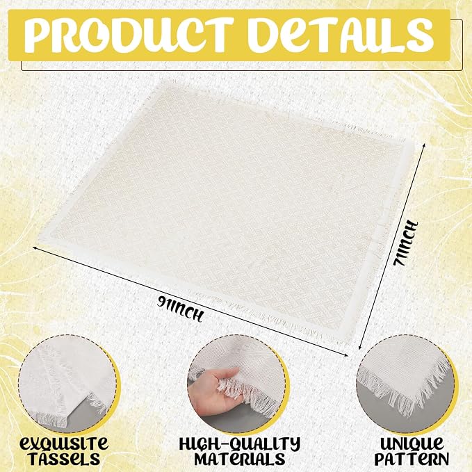 Beeveer 14 Pack Picnic Kit 91x71 Extra Large Outdoor Boho Picnic Blanket with Yellow Table Runner, 6 Throw Pillow Covers 6 Napkin Woven Cotton Yarn Oversize Washable Beach Blanket for Camp Wedding