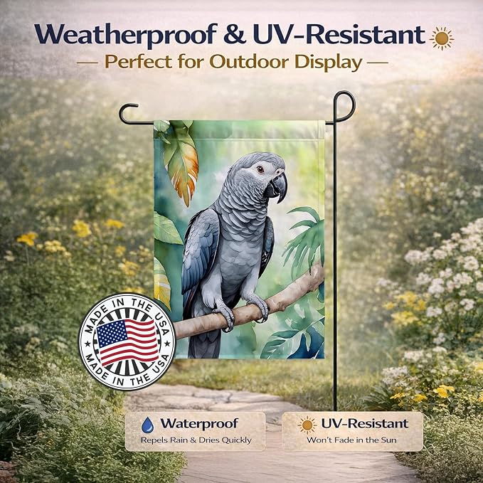 Caroline's Treasures African Grey Parrot Garden Flag Mailbox Flag Decorative Yard Flag Banner Outside Patio Artwork Yard Flower Beds, Garden Size, Multicolor