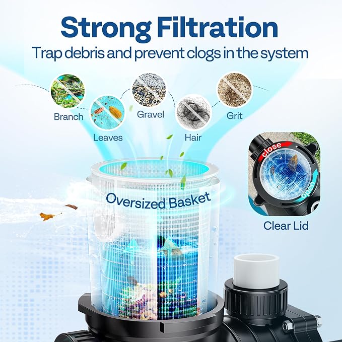 VIVOHOME 2.0 HP Above Ground Swimming Pool Pump Dual Speed 1.5" & 1.25'' Inlet/Outlet 115V Energy Saving w/Strainer Basket