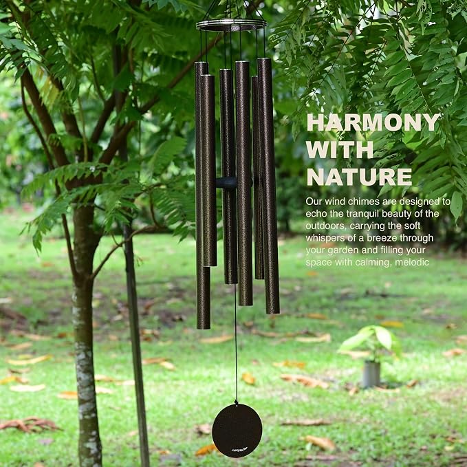 Vanquer Wind Chimes for Outside Deep Tone - 48'' Wind Chimes Outdoor Clearance, Deep Tone, Memorial WindChimes, Outdoor Décor, Wind Spinner, Sympathy Gift, Patio, Home Décor (Bronze)