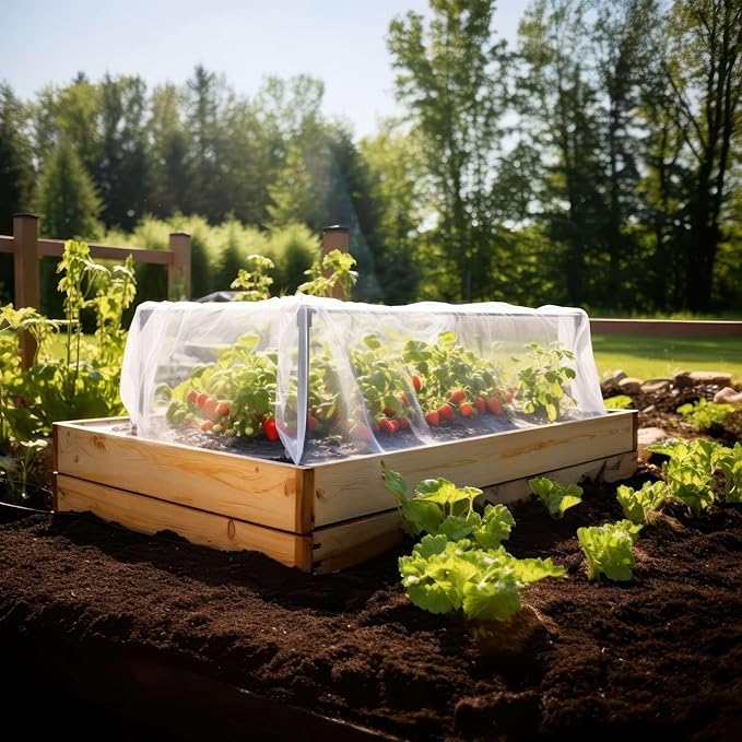 Garden Netting for Bird, Insect and Bug Cover 10x10FT 2 Pack| Multiple Size White Mesh Fabric Mosquito Net for Fruit & Vegetable Protection | Agricultural Strawberry, BlackBerry & Berry Plant Barrier