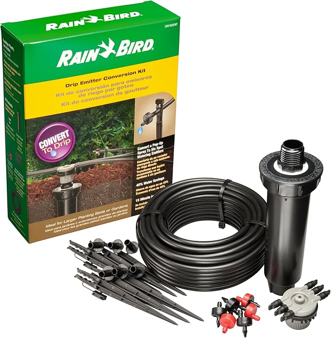 Rain Bird CNV182EMS Drip Irrigation Sprinkler Conversion Kit, 1800 Series Pop-Up to 6 Drip Emitters with 1/4" Tubing