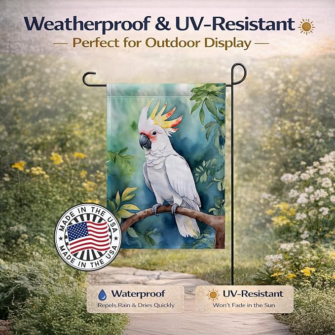 Caroline's Treasures Cockatoo Garden Flag Mailbox Flag Decorative Yard Flag Banner Outside Patio Artwork Yard Flower Beds, Garden Size, Multicolor