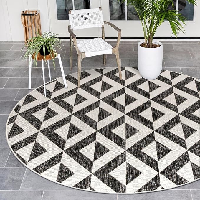 Jill Zarin Jill Zarin Outdoor Collection Area Rug - Napa (5' 3" Round Charcoal Gray/Ivory)
