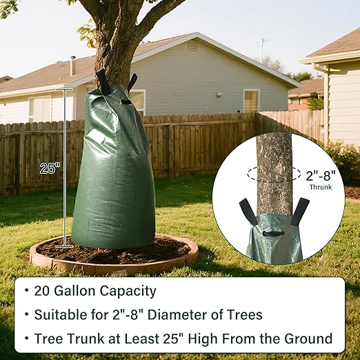 Tree Watering Bags 20 Pack, 20 Gallon Slow Release Gator Bags for Trees, Durable PVC Tree Drip Irrigation Bags with Heavy Duty Zipper, Deep Root Targeting