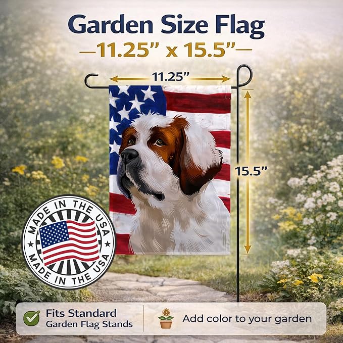 Caroline's Treasures CK6393GF Alpine Mastiff American Flag Garden Flag Mailbox Flag Decorative Yard Flag Banner Outside Patio Artwork Yard Flower Beds, Garden Size, Multicolor