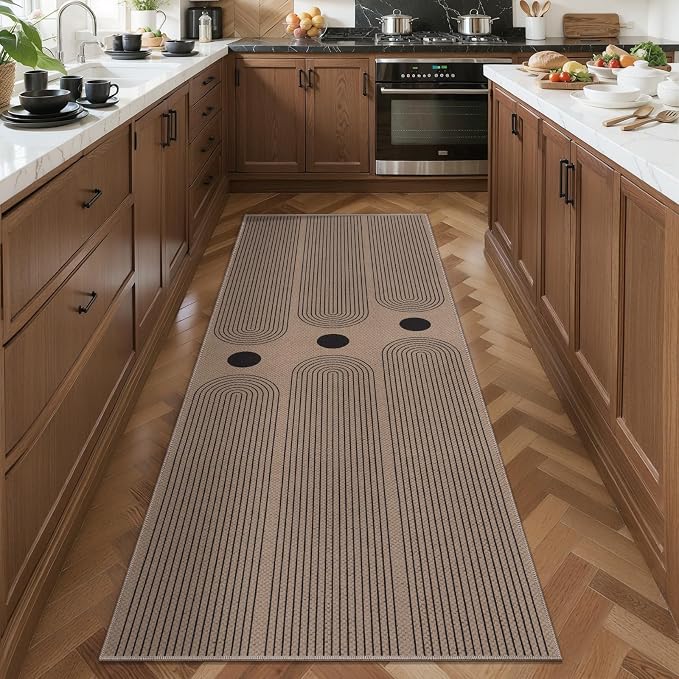Tangsoo Rainbow Easy Jute Rug 2x5 Washable Kitchen Runner for Hallways,Non-Slip Thin Farmhouse Carpet Modern Indoor Outdoor Runner Door Mat for Laundry Bedroom Entryway