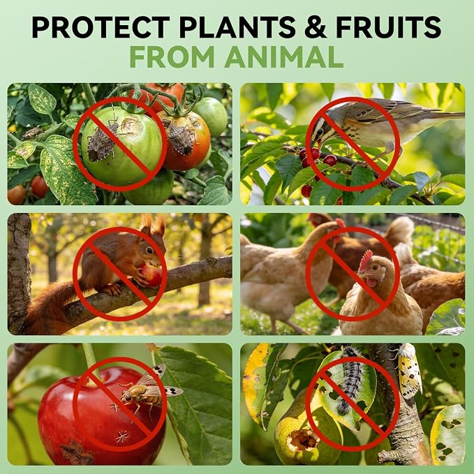 4 Pack Bird Netting for Garden Protection with Zipper & Drawstring - Garden Netting Pest Barrier 4.9x4FT,Cover for Blueberry Bushes Tomato Fruit Tree and Plants Protection from Insect Mosquito Birds