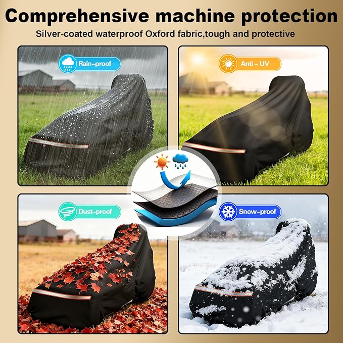 Tractor Cover,Tractor Covers Waterproof Heavy Duty with Storage Bag(189L x 76 W x 86 H in)，600D Oxford Cloth Waterproof Universal Cover,UV Protection, Dustproof-All Weather Protection