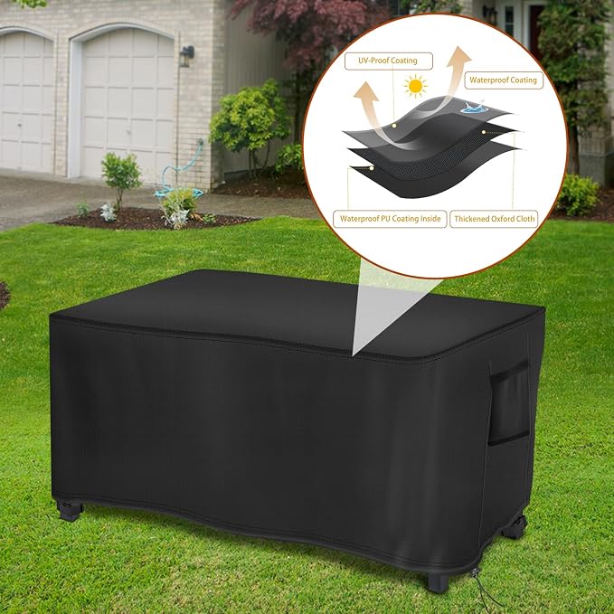 Saking Rectangular Fire Pit Cover, Waterproof Windproof Anti-UV Heavy Duty Cover for Gas Fire Table Furniture - 42 x 24 x 24 inch