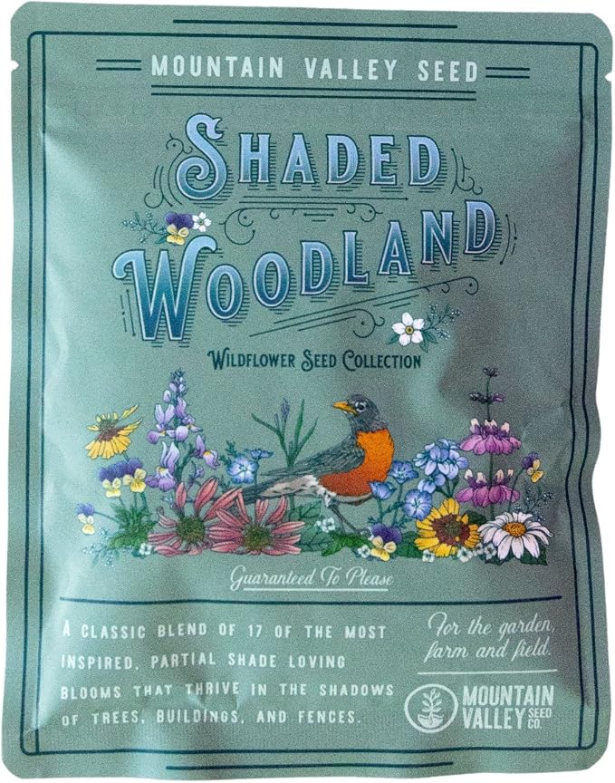 Mountain Valley Seed Co Wildflower Seed Bulk, 3 Oz. 80,000+ Seeds | 19 Non-GMO Flower Seeds for Shade, Annual & Perennial Wildflower Mix for Partial Shade—Shade Tolerant