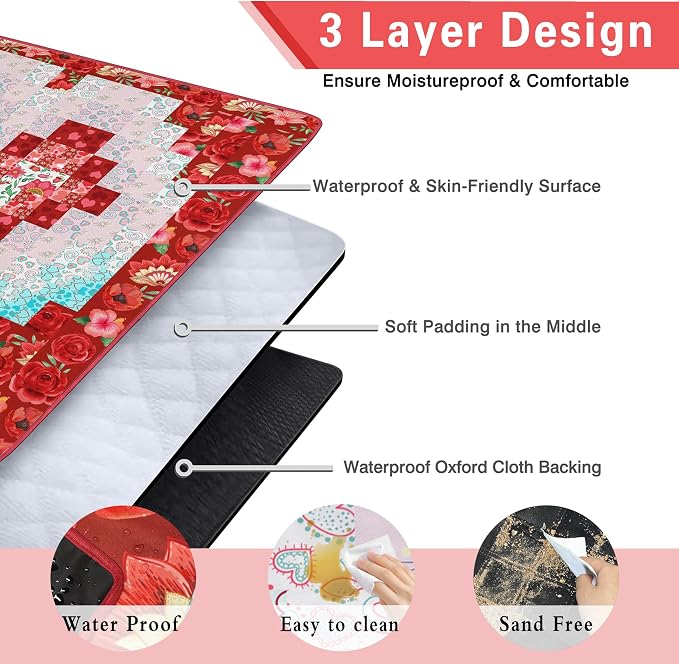 Supfitness Extra Large Picnic Blankets Waterproof Foldable (80 "x 80") Beach Blanket Waterproof Sandproof,3-Layer Thicking Mat Outdoor Packable Camping Blanket