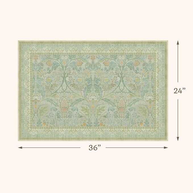 Boho Sage Green Bathroom Rugs, 2x3 Soft Washable Non Slip Small Area Rug for Entryway, Kitchen, Bedroom, Powder Room, Low Pile Floral Decorative Door Mats Vintage Farmhouse Throw Rug
