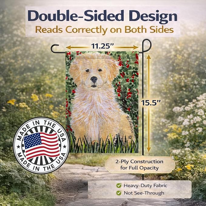 Caroline's Treasures SS8857GF Golden Retriever Garden Flag Mailbox Flag Decorative Yard Flag Banner Outside Patio Artwork Yard Flower Beds, Garden Size, Multicolor