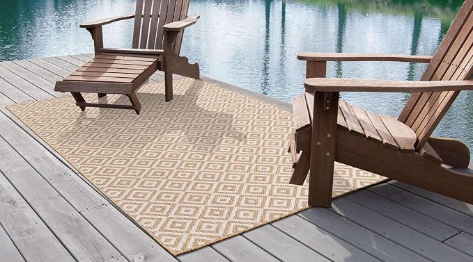 Unique Loom Outdoor Collection Area Rug - Costa Rica (6' 1' x 9' Rectangle, Beige/ Cream)