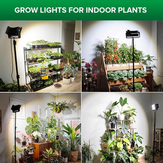 SANSI Grow Lights for Indoor Plants, 100W Dimmable Plant Lights for Indoor Growing, IP65 Full Spectrum High PPFD 38"-80" Adjustable Tall Standing Grow Light with Auto On/Off Timer Remote Control