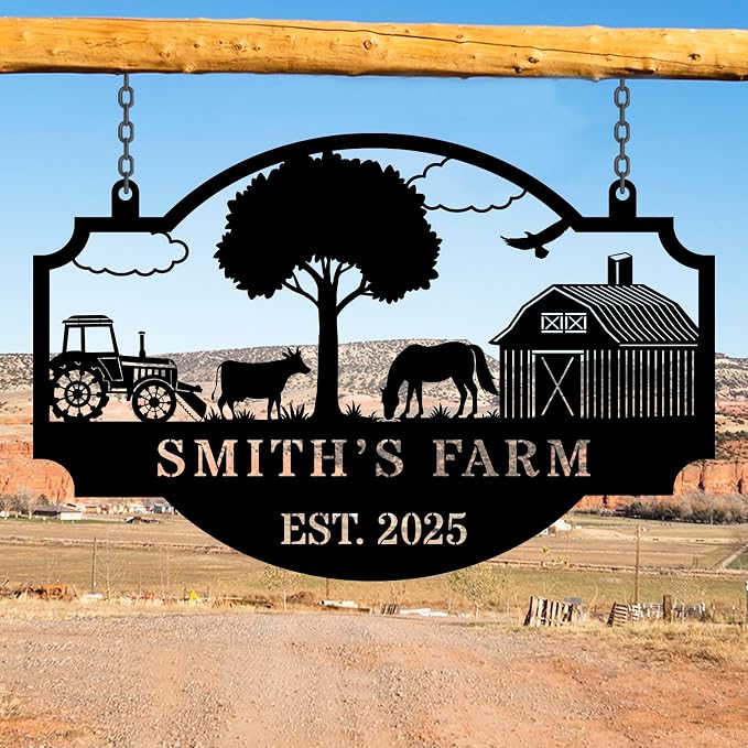 Personalized Metal Farm Hanging Sign, Outdoor Farmhouse Decor, Custom Your Large Farm Sign, Barn Sign, Farm Gate Sign, Farm Sign with all farm Pets