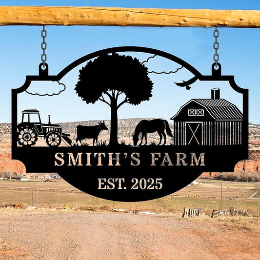 Personalized Metal Farm Hanging Sign, Outdoor Farmhouse Decor, Custom Your Large Farm Sign, Barn Sign, Farm Gate Sign, Farm Sign with all farm Pets