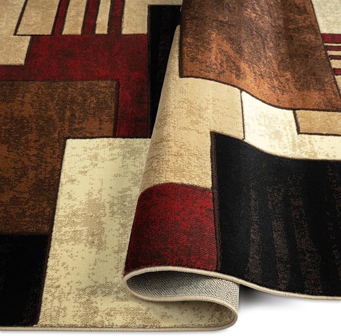 Home Dynamix Tribeca Mason Contemporary Geometric Area Rug, Brown/Red, 7'10"x10'6"