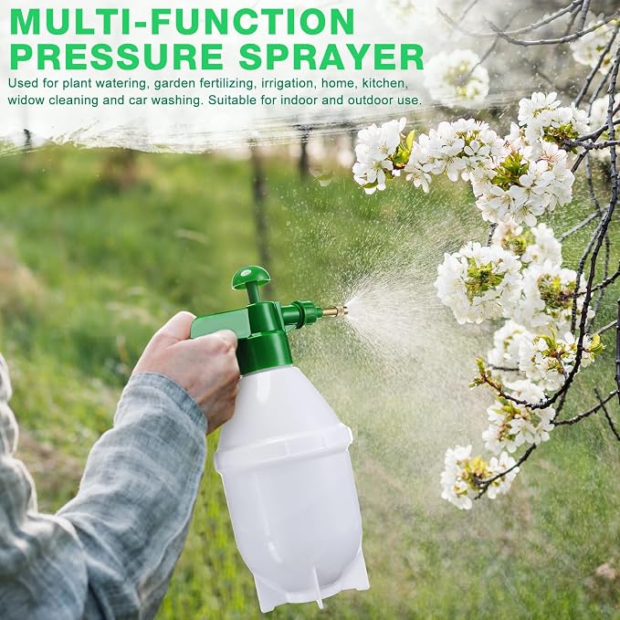 Ziliny 2 Pcs 50 oz Handheld Pump Spray Bottle Garden Mister Spray Bottles Lawn Pressure Hand Pump Sprayer with Adjustable Nozzle for Chemicals Watering Weeds Plants and Cleaning (Green)