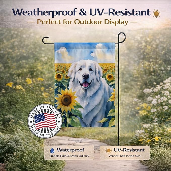 Caroline's Treasures DAC6093GF Great Pyrenees in Sunflowers Garden Flag Mailbox Flag Decorative Yard Flag Banner Outside Patio Artwork Yard Flower Beds, Garden Size, Multicolor