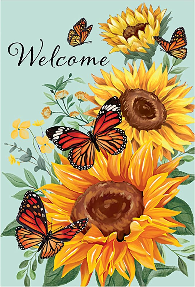 Evergreen Flag Fall Garden Flags Double Sided, Garden Flags for Outside Autumn Decorations for Home, Porch, Yard (Butterfly Glow, 28x44 inch)