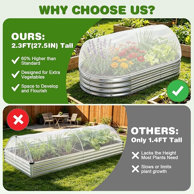 2 Pack Garden Netting for 4x2FT Raised Beds, Ultra-Fine Mesh Plant Covers with Drawstring&10 Clips, Bird, Pest & Small Animal Barrier for Protecting Vegetables, Fruits & Flowers