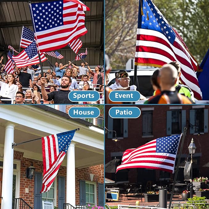 American Flag Poles for Outside House - 6ft Tangle Free Flag Pole for House with Holder Bracket,Residential Flagpole Kit for Outdoor Porch Garage - Black