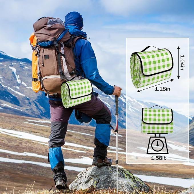 Wapodeai Camping Picnic Blanket, 60''x 80'' Waterproof Outdoor Blanket | Durable and Spacious, Foldable and Portable for Families, Perfect for Hiking/Beach/Park, and Nature Excursions(Green)