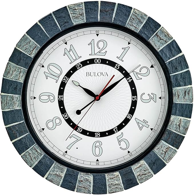 Bulova C3392 Outdoor Lighted Patio Clock | Weather-Resistant | Large Numerals | Elegant Finish | Outdoor | Battery Powered