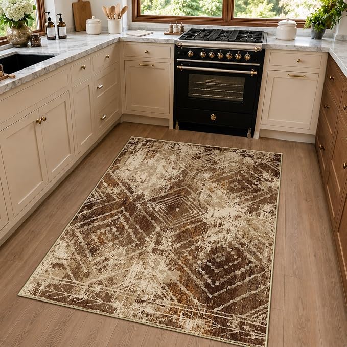 4'x6' Washable Area Rug for Living Room Bedroom Cow Print | Soft Western No Slip Low Pile Print Foldable Indoor for Kitchen Dining Room