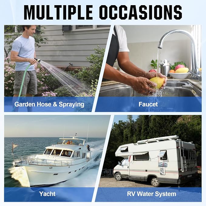ECO-WORTHY 12V RV Water Pump, 3.5 GPM, 55 PSI, Self Priming Water Pump with Pressure Switch, 4-Chamber Fresh Water Pump for Boat Marine Camper Truck Shower Sprayer