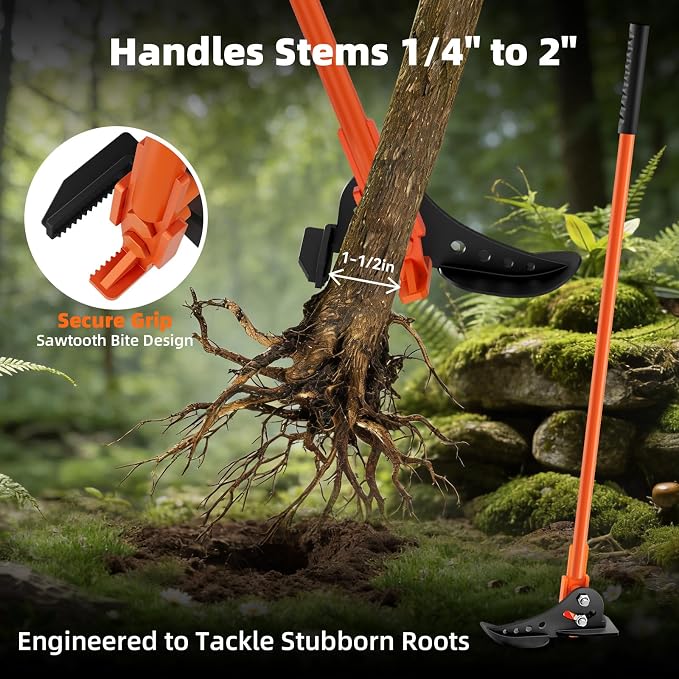Heavy Duty Tree & Stump Puller Tool - High Strength Manganese Steel Uproot Tool for Sapling & Root Removal, Extracts 1/4" to 2 Woody Stems & Invasive Trees, Ideal for Lawn, Yard, Garden, Farm