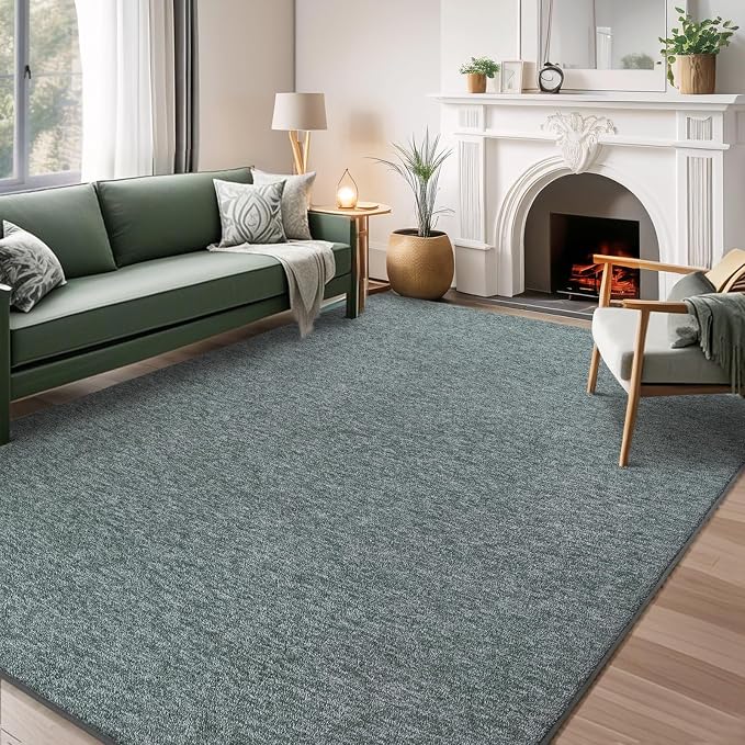 AROGAN 4x6 Area Rugs for Living Room Non Slip Bedroom Rug, Grey & Green | Modern Area Rugs with Soft Memory Foam, Minimalist Washable Indoor Floor Carpet for Dorm Dining Room Office Kids Playroom